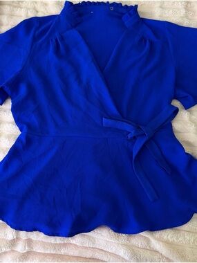 Marshalls Cobalt Blue Wrap Peplum Blouse